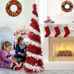 AMOS Warm White LED Red and White Spiral Telescopic Artificial Tree 5ft - Size: 150 x 70 x 70cm - Wilko - thumbnail 3