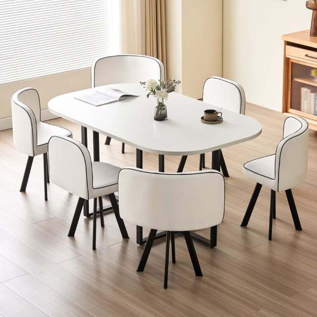 Comfy Living 6 Seater Dining Set White - Wilko - image 1