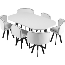 Comfy Living 6 Seater Dining Set White - Wilko - thumbnail 3