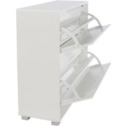 Lido 2 Door White High Gloss Shoe Cabinet - Size: 30 x 80 x 84cm - Wilko - thumbnail 6