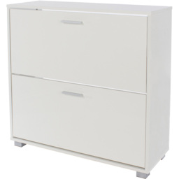Lido 2 Door White High Gloss Shoe Cabinet - Size: 30 x 80 x 84cm - Wilko - thumbnail 4