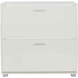 Lido 2 Door White High Gloss Shoe Cabinet - Size: 30 x 80 x 84cm - Wilko - thumbnail 3