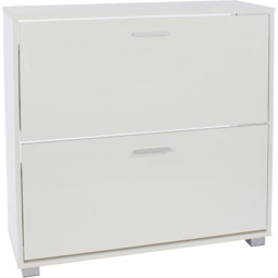 Lido 2 Door White High Gloss Shoe Cabinet - Size: 30 x 80 x 84cm - Wilko - thumbnail 5