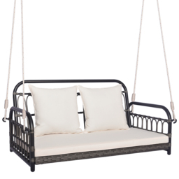 Costway 2 Seater Off White Wicker Garden Swing Chair - Wilko - thumbnail 3