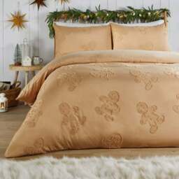 Duvet Day Single Gingerbread Tufted Soft Touch Reversible Duvet Set - Orange - Wilko