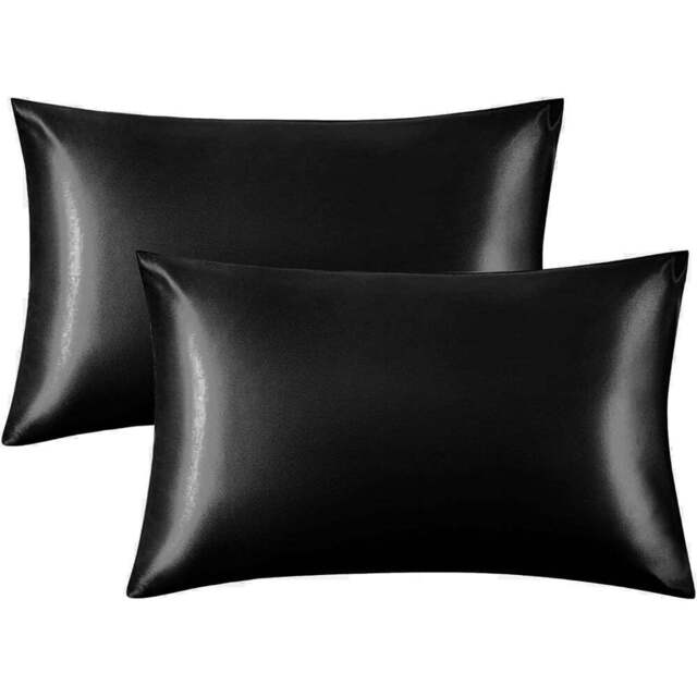 Intimates Black Satin Pillowcase 2 Pack - Size: 50 x 75 x 1cm - Wilko - image 1