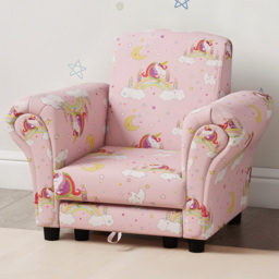 AIYAPLAY Pink Unicorn Design Kids Armchair with Footrest - Wilko