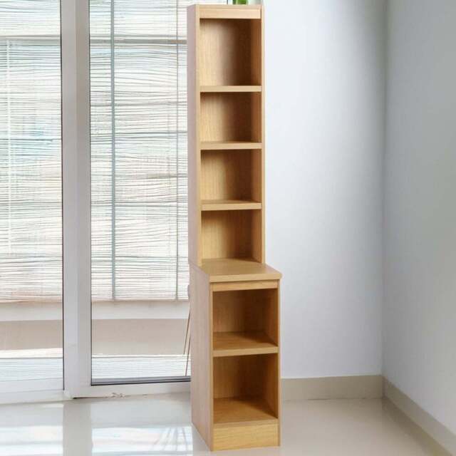R White Cabinets 6 Shelf Brown Desk Height Bookcase with Hutch - Size: 182.8 x 30 x 54cm - Wilko - image 1