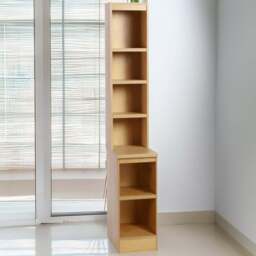R White Cabinets 6 Shelf Brown Desk Height Bookcase with Hutch - Size: 182.8 x 30 x 54cm - Wilko