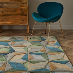 Esselle Home Lilianna Embossed Wool Rug 160 x 230cm - Size: 230 x 160 x 1.8cm - Multi - Wilko - thumbnail 3