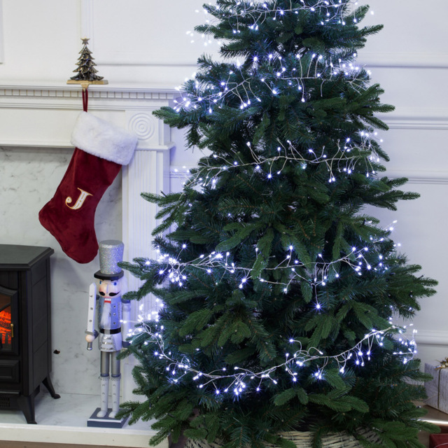 The Christmas Workshop 5.6m 680 White LED Silver Cluster String Light - Wilko - image 1