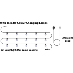 Eagle Connect Festoon 15 RGB Lamps LED String Light 5m - Size: 51 x 40 x 9cm - BLACK - Wilko - thumbnail 5