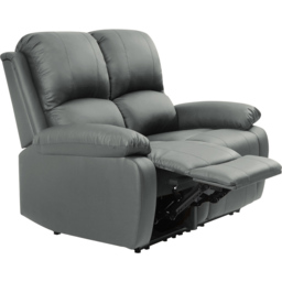 Brooklyn 2 Seater Dark Grey Bonded Leather Manual Recliner Sofa - Wilko - thumbnail 3