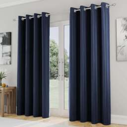 Enhanced Living Supersoft Navy Blackout Eyelet Thermal Curtains 117 x 137cm - Blue - Wilko