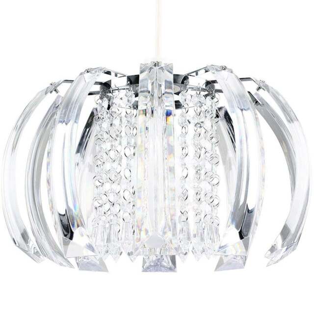 ValueLights Acurva Acrylic Chrome Pendant Shade - Size: 18 x 28 x 28cm - Silver - Wilko - image 1