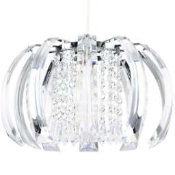 ValueLights Acurva Acrylic Chrome Pendant Shade - Size: 18 x 28 x 28cm - Silver - Wilko