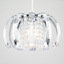 ValueLights Acurva Acrylic Chrome Pendant Shade - Size: 18 x 28 x 28cm - Silver - Wilko - thumbnail 5