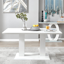 Furniturebox Molini Valera 6 Seater Dining Set White Gloss Cappuccino Beige and Chrome - Brown - Wilko - thumbnail 3