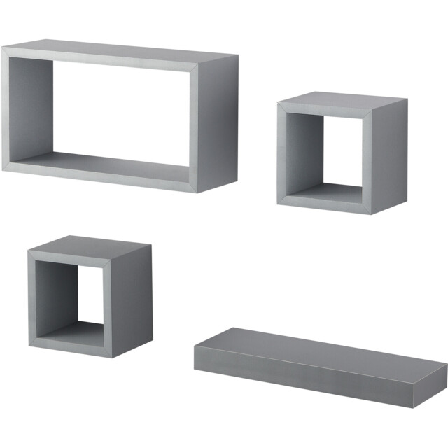 Set of 4 Latitude Floating Shelves - Grey - Wilko - image 1