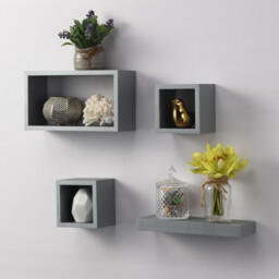 Set of 4 Latitude Floating Shelves - Grey - Wilko - thumbnail 3