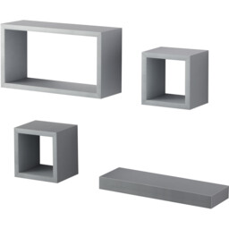 Set of 4 Latitude Floating Shelves - Grey - Wilko - thumbnail 1