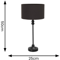 ValueLights Maggie Charcoal and Black Drum Shade Candlestick LED Table Lamp - Size: 50 x 25 x 25cm - Wilko - thumbnail 7
