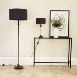 ValueLights Maggie Charcoal and Black Drum Shade Candlestick LED Table Lamp - Size: 50 x 25 x 25cm - Wilko - thumbnail 5