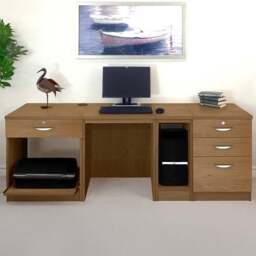R White Cabinets 4 Drawer Set-16 Computer Desk with Printer Shelf Dark Brown - Size: 72.8 x 197.9 x 54cm - Wilko