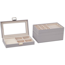 H&O Direct 4 Tier Grey Jewellery Storage Box with Transparent Lid - Size: 17 x 24 x 14cm - Wilko - thumbnail 4