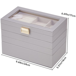 H&O Direct 4 Tier Grey Jewellery Storage Box with Transparent Lid - Size: 17 x 24 x 14cm - Wilko - thumbnail 6
