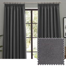 furn. Dawn Charcoal Blackout Pencil Pleat Curtains 117 x 137cm - Size: W 117 x D 137cm - Grey - Wilko - thumbnail 6