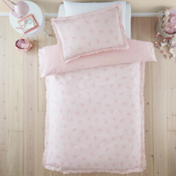Florence Bows Duvet Cover and Pillowcase Set Pink Double - Wilko - thumbnail 3