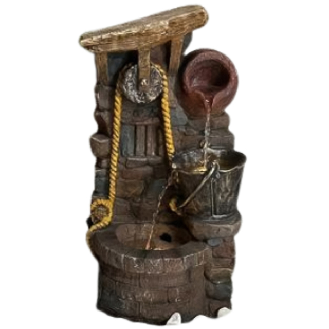 Tranquillity Rustic Jug Mains Powered LED Water Feature - Size: 58 x 30 x 27cm - Grey - Wilko - image 1