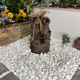 Tranquillity Rustic Jug Mains Powered LED Water Feature - Size: 58 x 30 x 27cm - Grey - Wilko - thumbnail 3