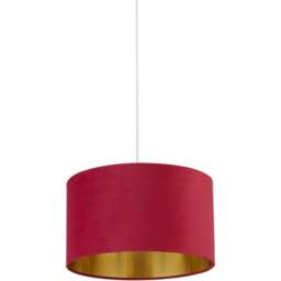 Lighting Collection Burgundy Gold Inner Velvet Drum Shade 38cm - Size: 24 x 38 x 38cm - Red - Wilko - thumbnail 1