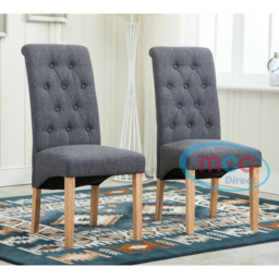 Grey Set of 2 Tufted High Back Fabric Dining Chair - MCC - Wilko - thumbnail 6