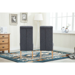 Grey Set of 2 Tufted High Back Fabric Dining Chair - MCC - Wilko - thumbnail 5