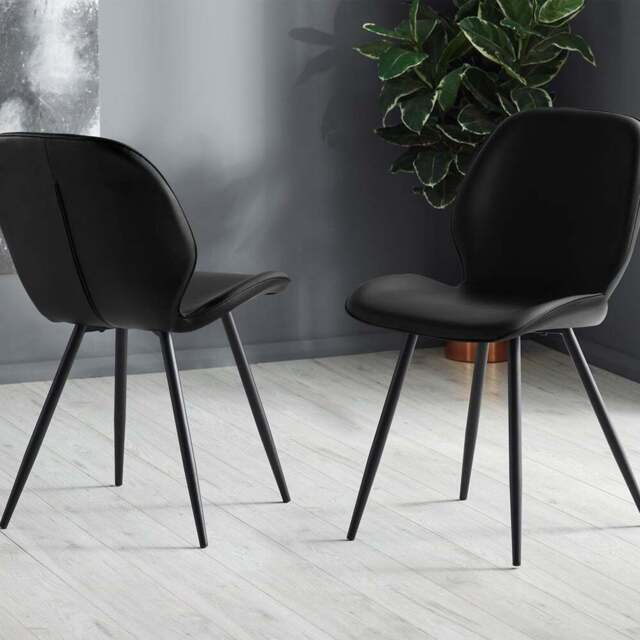 Julian Bowen Set of 2 Black Otto Dining Chairs - Wilko - image 1