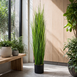 Leaf Natural Onion Artificial Grass Plant in Plastic Pot 4.2ft - Size: 130 x 30 x 30cm - Green - Wilko - thumbnail 3