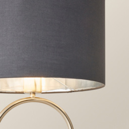 ValueLights Antonia Charcoal with Chrome Drum Shade Brushed Chrome Oval LED Table Lamp - Size: 42.3 x 25 x 25cm - Silver - Wilko - thumbnail 4