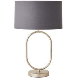 ValueLights Antonia Charcoal with Chrome Drum Shade Brushed Chrome Oval LED Table Lamp - Size: 42.3 x 25 x 25cm - Silver - Wilko