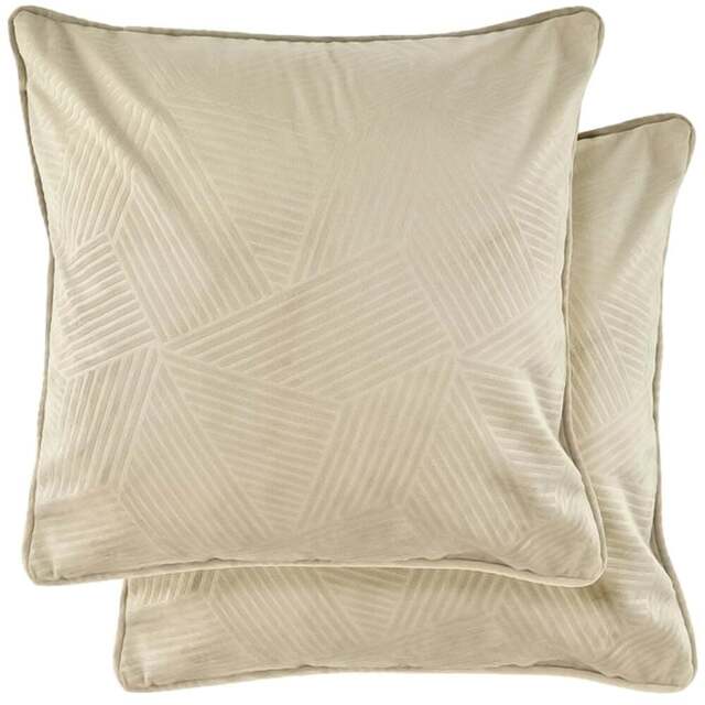 Serene Deco Stone Soft Velvet Geometric Cushion Cover - Size: 43 x 43cm - Cream - Wilko - image 1