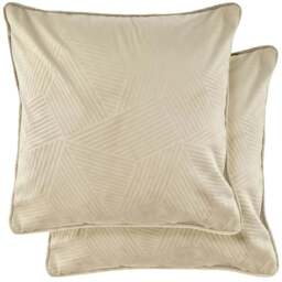Serene Deco Stone Soft Velvet Geometric Cushion Cover - Size: 43 x 43cm - Cream - Wilko