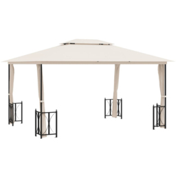 vidaXL 3 x 4m Cream Double Tier Roof Gazebo with Sidewalls - Wilko - thumbnail 3