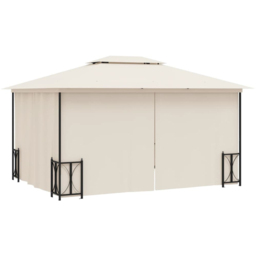 vidaXL 3 x 4m Cream Double Tier Roof Gazebo with Sidewalls - Wilko - thumbnail 5