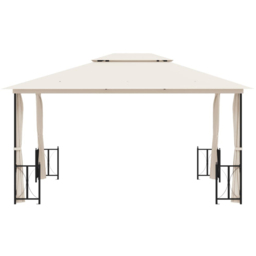 vidaXL 3 x 4m Cream Double Tier Roof Gazebo with Sidewalls - Wilko - thumbnail 4