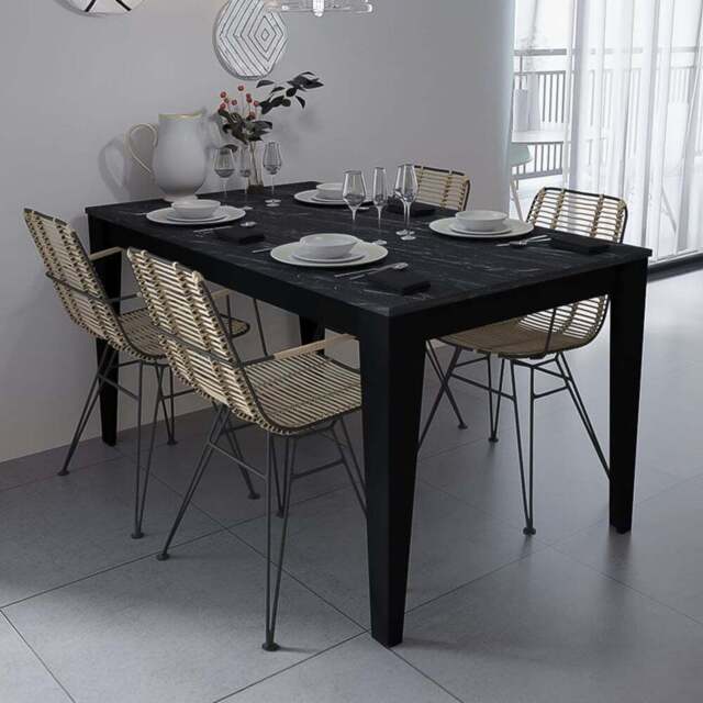 Decorotika Bud 4 Seater Black Marble Effect Dining Set - Wilko - image 1