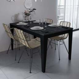 Decorotika Bud 4 Seater Black Marble Effect Dining Set - Wilko