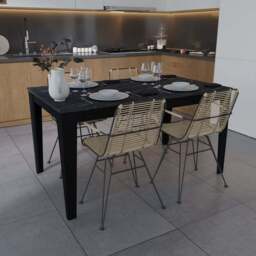 Decorotika Bud 4 Seater Black Marble Effect Dining Set - Wilko - thumbnail 5