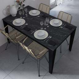Decorotika Bud 4 Seater Black Marble Effect Dining Set - Wilko - thumbnail 6